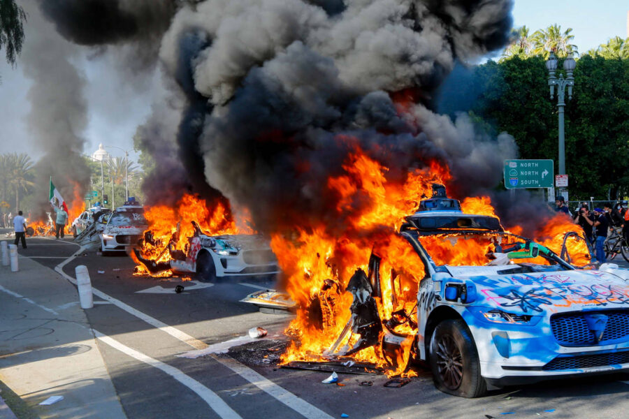 Waymo vehicles set on fire